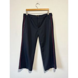 Seafarer Black Short Cropped Trousers Red Tuxedo Stripe Wool Blend Italy 32 x 25